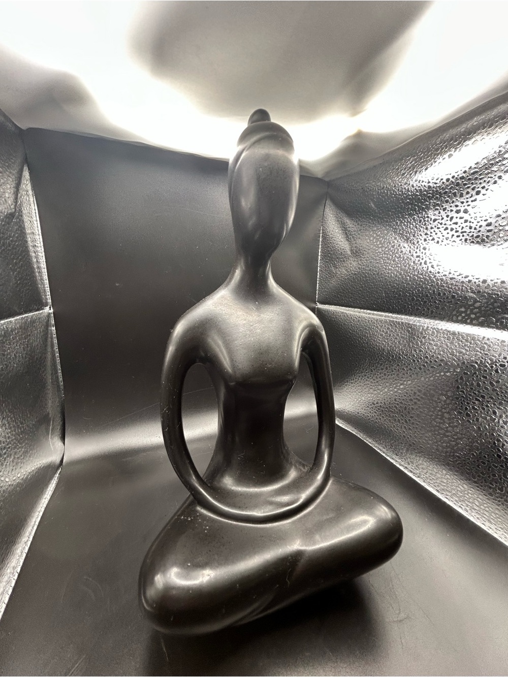 Divine Feminine Goddess Yoga Pose Statue 10” Black Glazed Porcelain